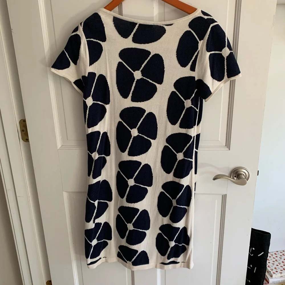 BODEN Sweater Dress Navy Retro Floral Intarsia - Picture 3 of 6